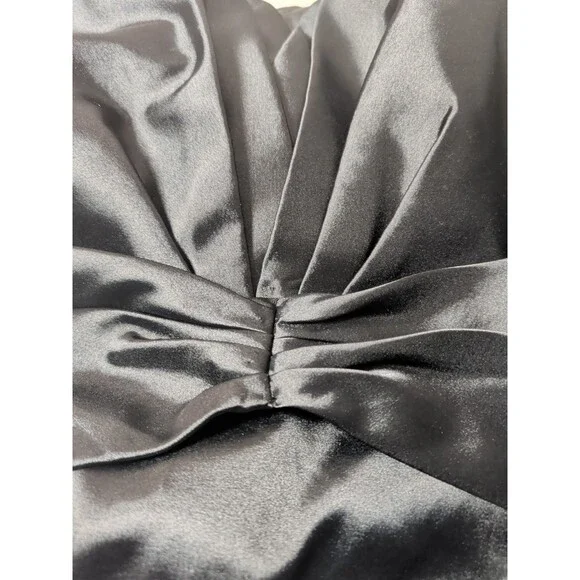 Women's Size Small Black Satin Halter Neck Formal Dress Evening Gown - Picture 12 of 12